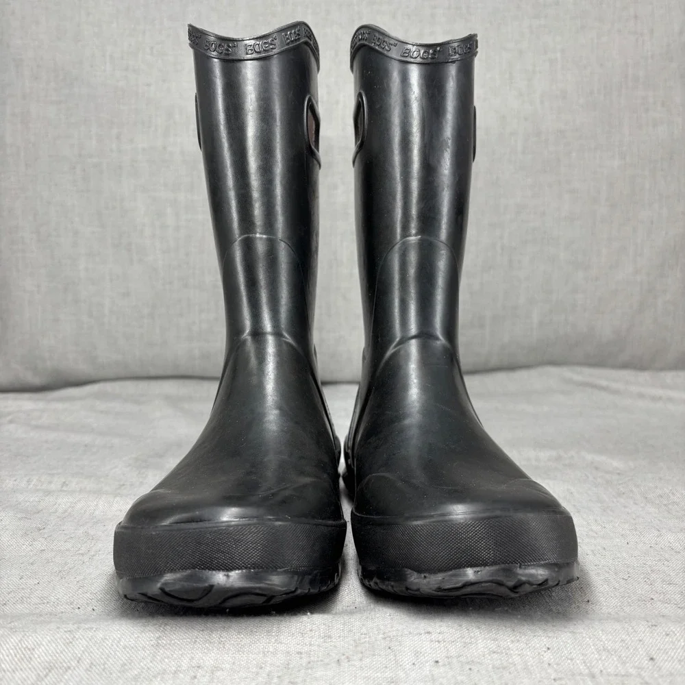 Bogs Classic Rain Boot Black Rubber Waterproof Pull On Handles Youth Size 5